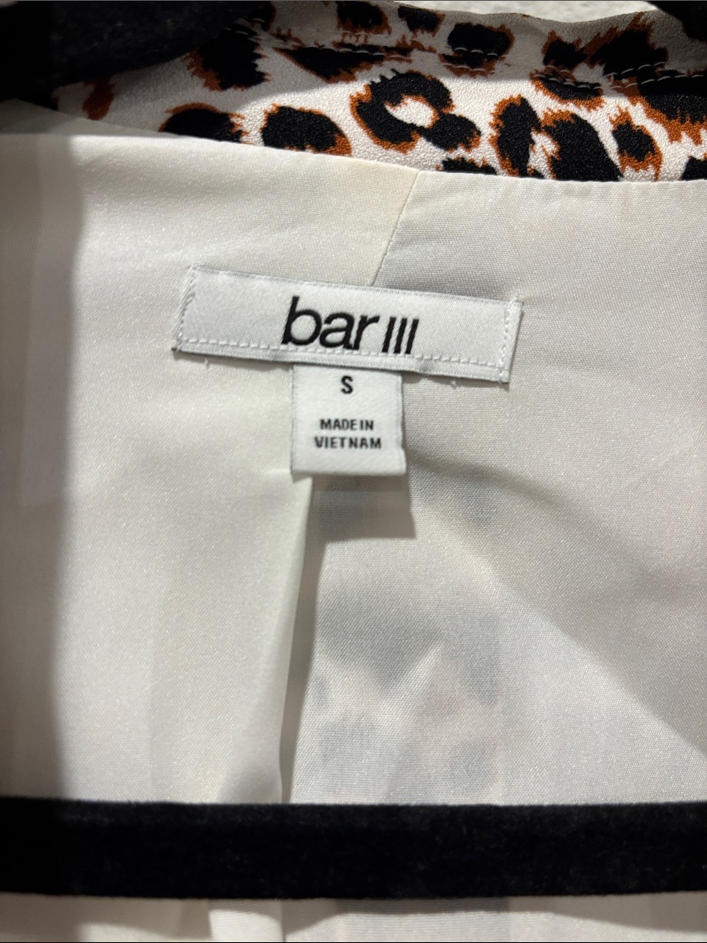 Bar III Leopard Print Blazer in White, Brown & Black - Picture 4 of 5